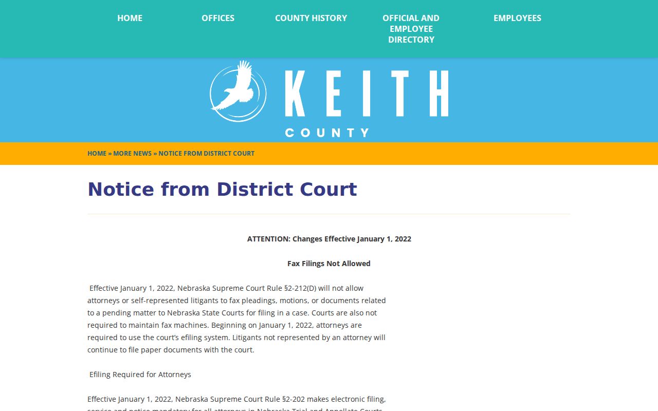 Keith County arrest warrant records District Court filing and efiling notice