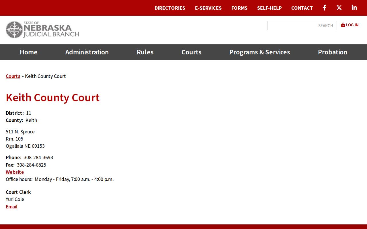 Keith County warrant search official court address and contact