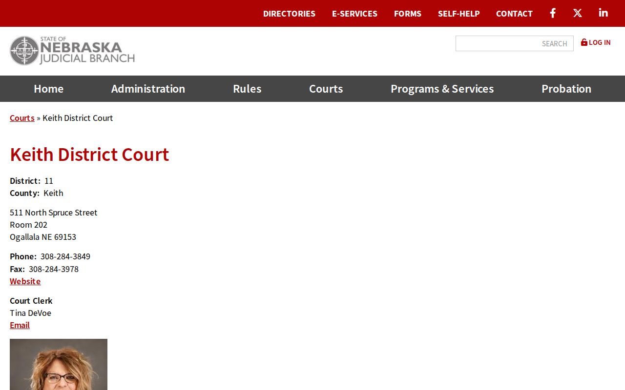Keith County arrest warrant records District Court clerk contact