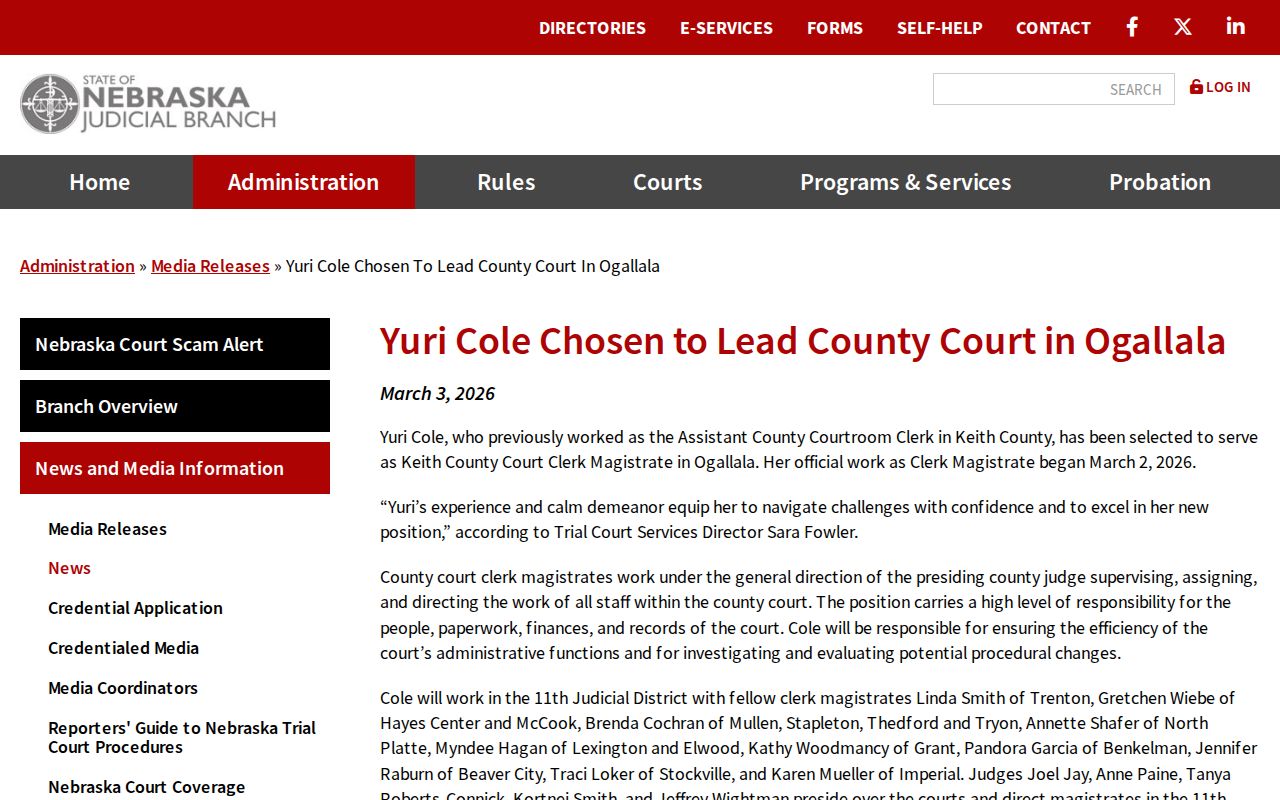 Keith County active warrant search current Nebraska court administration notice