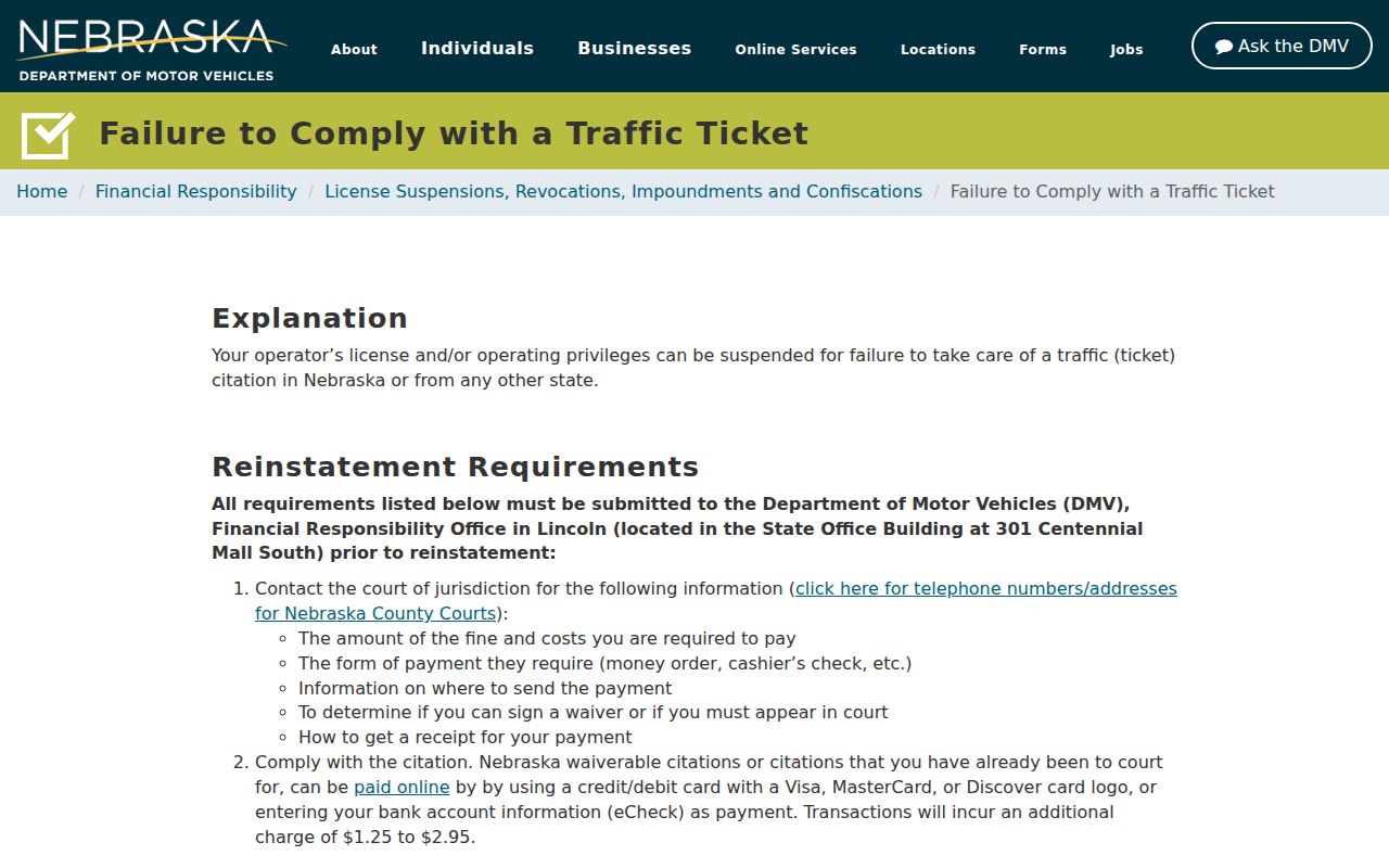 Keith County traffic warrant records DMV posting delay information