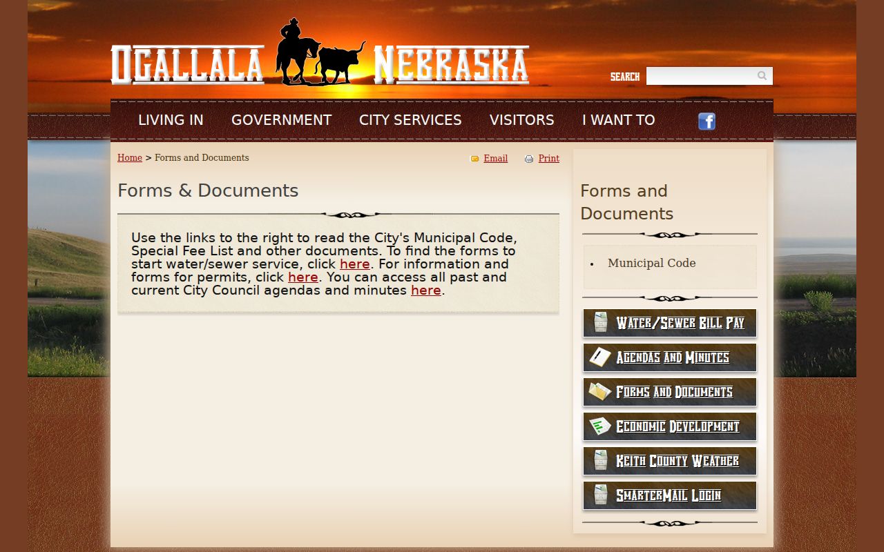 Keith County municipal warrant records city forms and documents route