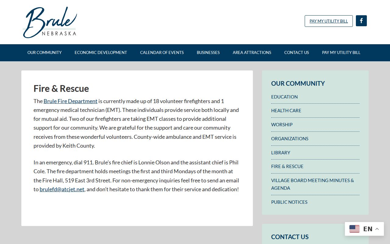 Brule warrant records volunteer fire rescue public safety context